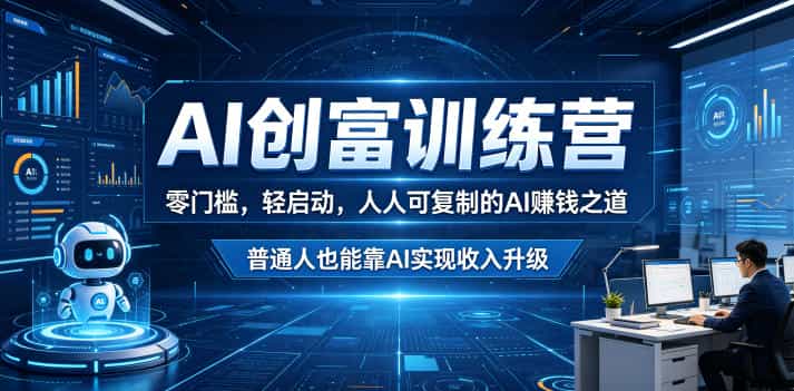 AI创富训练营,零门槛,轻启动,人人可复制的AI賺钱之道,普通人也能靠AI实现收入升级