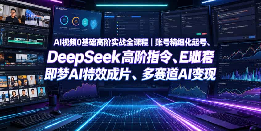 AI视频0基础高阶实战全课程|账号精细化起号、DeepSeek高阶指令、即梦AI特效成片、多赛道AI短视频量产变现