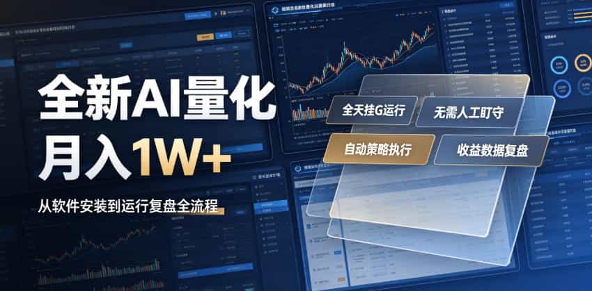 全新AI量化月入1W+,一台电脑全天挂G运行,不用盯不用操作,懒人专属副业!【揭秘】