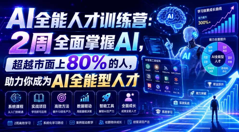 AI全能人才训练营:2周全面掌握AI,超越市面上80%的人,助力你成为AI全能型人才