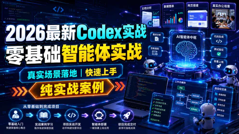 2026最新Codex实战零基础智能体实战,真实场景落地,快速上手,纯实战案例
