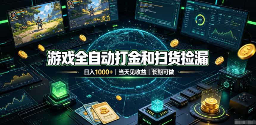 游戏全自动打金和扫货捡漏,日入1k+,当天见收益,长期可做!【揭秘】
