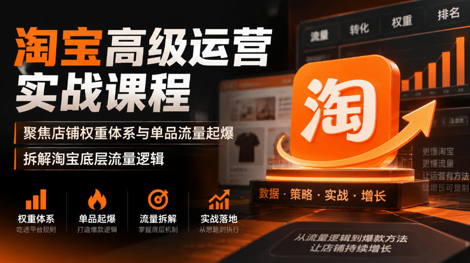 淘宝高级运营实战课程,聚焦店铺权重体系与单品流量起爆,拆解淘宝底层流量逻辑