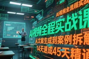 （15172期）AI视频全流程实战课，从文案生成到案例拆解，14天速成45天精通