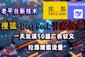 搜狐+DeepSeek引流创业粉，老平台新技术，一天发满50篇广告软文，拉爆搜索流量