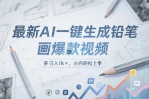 最新AI一键生成铅笔画爆款视频，多平台分发，日 入1k+，小白轻松上手【揭秘】