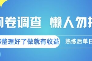 问卷调查，懒人勿扰，问卷都整理好了单价不等，做就有收益，熟练后单日3张【揭秘】