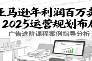亚马逊年利润百万卖家2025运营规划布局，广告进阶课程案例指导分析