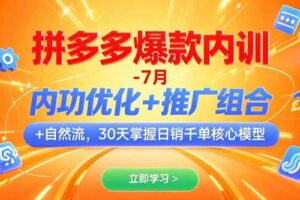 （15402期）拼多多爆款内训-7月 内功优化+推广组合+自然流 30天掌握日销千单核心模型