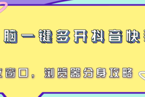 电脑一键多开抖音快手号，独立窗口，浏览器分身攻略