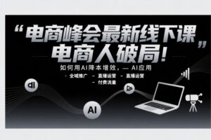电商峰会最新线下课，电商人破局，如何用AI降本增效，AI应用-全域推广-直播运营-付费流量