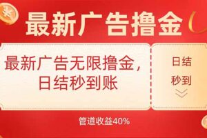 （15519期）最新广告无限撸金，日结秒到，管道40%