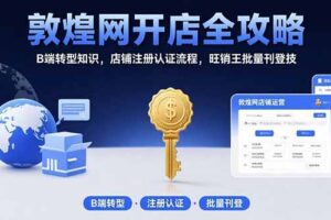 （15546期）敦煌网开店全攻略：B端转型知识，店铺注册认证流程，旺销王批量刊登技
