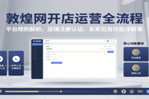 敦煌网开店运营全流程：平台规则解析、店铺注册认证、卖家后台功能详解等
