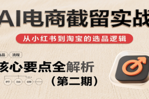 AI电商截留实战，小红书、淘宝等电商平台选品思路及核心要点（第二期）