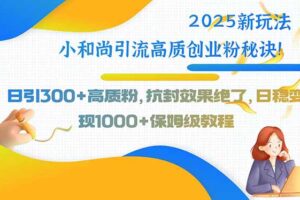 （15663期）2025新玩法小和尚引流高质创业粉秘诀！日引300+高质粉，抗封效果绝了，…