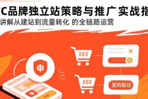 （15818期）DTC品牌独立站策略与推广实战指南，系统讲解从建站到流量转化的全链路运营