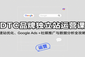 DTC品牌独立站运营课：建站优化、Google Ads + 社媒推广与数据分析全攻略