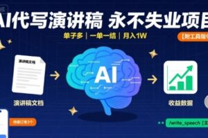 AI代写演讲稿，永不失业项目，单子多，一单一结，月入1W【附工具指令】