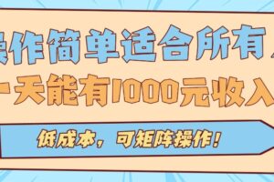 （15910期）操作简单适合所有人全自动挂机项目，一天能有1000元收入，低成本，可矩…