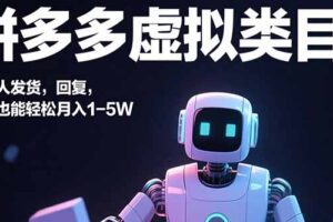 （15913期）拼多多虚拟类目，机器人发货，回复，小白也能轻松月入1-5W