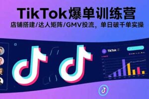 （15920期）TikTok爆单训练营，店铺搭建/达人矩阵/GMV投流，单日破千单实操