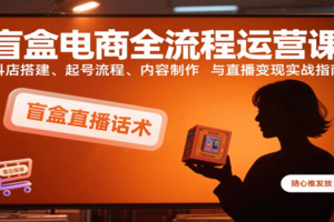 盲盒电商全流程运营课：抖店搭建、起号流程、内容制作与直播变现实战指南