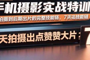 （15949期）手机摄影实战特训，从拍摄到后期出片的完整技能链，7天拍出点赞大片