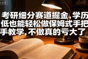 考研细分赛道掘金，日入1k+，学历低也能轻松做保姆式手把手教学，不做真的亏大了【揭秘】