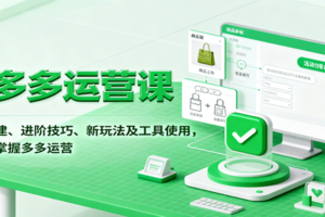 拼多多运营课，入门搭建、进阶技巧、新玩法及工具使用，一站式掌握多多运营