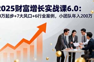 （16004期）2025财富增长实战课6.0：10万起步+7大风口+6行业案例，小团队年入200万