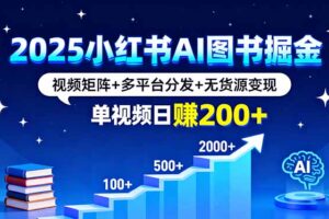 （16011期）2025小红书AI图书掘金，视频矩阵+多平台分发+无货源变现，单视频日赚200+