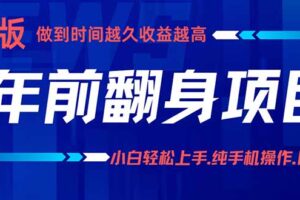 （16017期）年前翻身项目，新手小白月入3w+，纯手机一条龙实操玩法