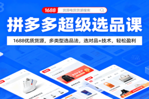 拼多多超级选品课：1688优质货源，多类型选品法，选对品+技术，轻松盈利