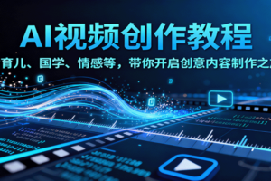 AI视频创富课，含育儿、国学、情感等赛道，带你开启创意内容制作之旅