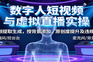 数字人短视频与虚拟直播实操，音频提取生成，背景添加，原创度提升及违规规避