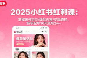 （16153期）2025小红书红利课：掌握账号定位/爆款内容/变现路径，新手起号30天变现2w+
