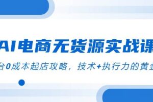 AI电商无货源实战课，三平台0成本起店攻略，技术+执行力的黄金配比