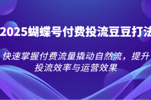 2025蝴蝶号付费投流豆豆打法，快速掌握付费流量撬动自然流，提升投流效率与运营效果