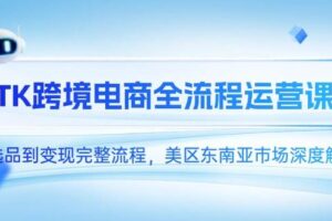 TK跨境电商全流程运营课，从选品到变现完整流程，美区东南亚市场深度解析