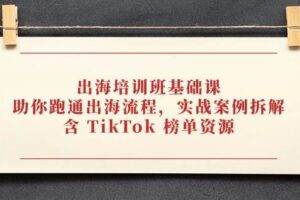 出海培训班基础课，助你跑通出海流程，实战案例拆解，含 TikTok 榜单资源