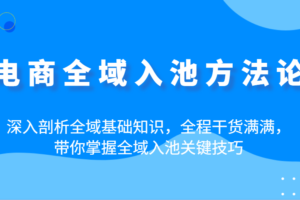 电商全域入池方法论：深入剖析全域基础知识，全程干货满满，带你掌握全域入池关键技巧