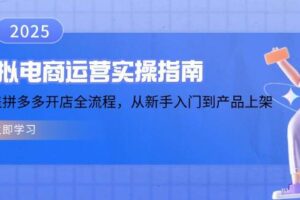 虚拟电商运营实操指南，涵盖拼多多开店全流程，从新手入门到产品上架