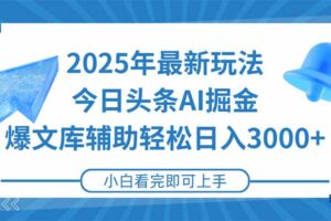（15167期）2025年今日头条最新玩法，一键生成爆款，轻松实现矩阵日入3000+
