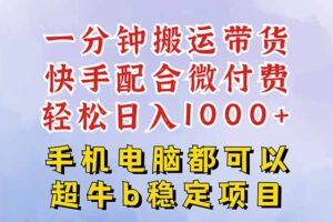 （16285期）快手黑科技一分钟搬运带货，一刀不剪过原创，微付费投流玩法，轻松日入…