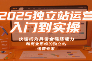 2025独立站运营入门到实操，快速成为具备全链路能力和商业思维的独立站运营专家