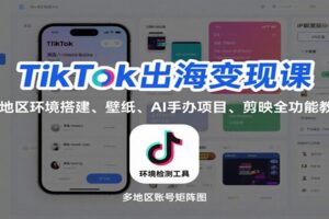 TikTok出海变现课：多地区环境搭建、壁纸、AI 手办项目、剪映全功能教学