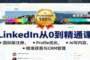LinkedIn从0到精通课:国际版注册,Profile优化,AI写内容,精准获客与CRM管理