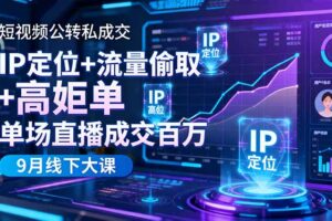 （16407期）短视频公转私成交9月线下大课，IP定位+流量偷取+高客单，单场直播成交百万