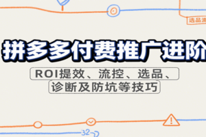 拼多多付费推广进阶，ROI提效、流控、选品、诊断及防坑等技巧（更新10月）